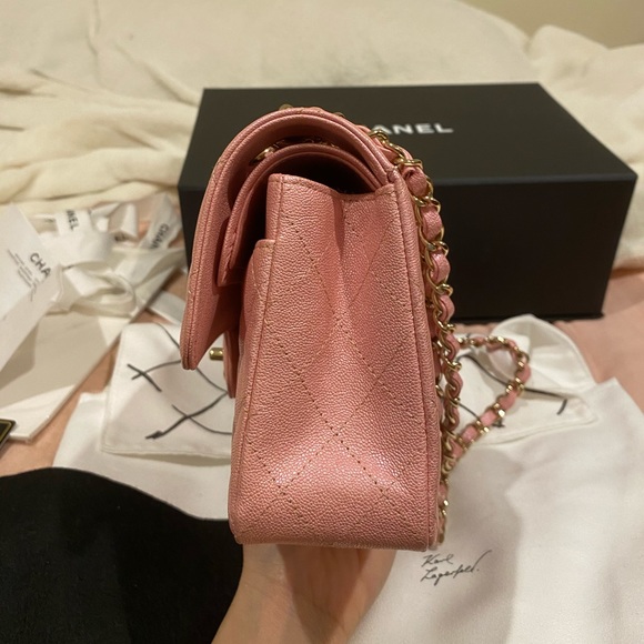 ❌SOLD❌ CHANEL 19S Iridescent Pink Caviar Small CF - Picture 6 of 15
